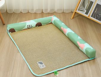 Pet Mat Ice Rattan Weaving (Option: Geometric plant-L)