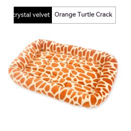 Teddy Bichon Cage Mat Small And Medium Dog Mat TeddyPomeranian Cotton Cushion (Option: Crystal Velvet Orange Turtle-S Small About 38X27CM)