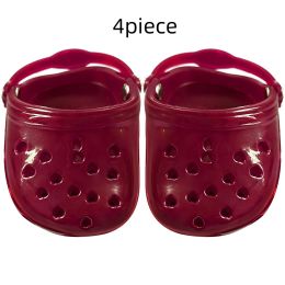 Dog Hole Shoe Wear-resistant Silicone (Option: Red-4piece)