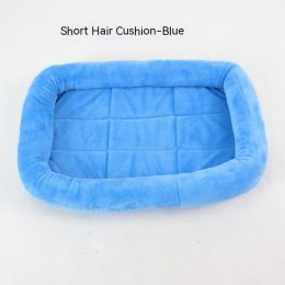 Teddy Bichon Cage Mat Small And Medium Dog Mat TeddyPomeranian Cotton Cushion (Option: Crystal Velvet Blue Short Hair-S Small About 38X27CM)