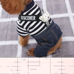 Small Dog Warm Casual Striped Strap Pants (Option: Tibetan Green White Stripe-XL)