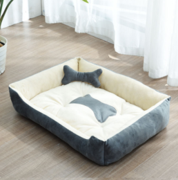 Kennel Four Seasons Golden Retriever Teddy Kennel Bed Mat Small Medium Dog (Option: Light Grey-Bone-B)