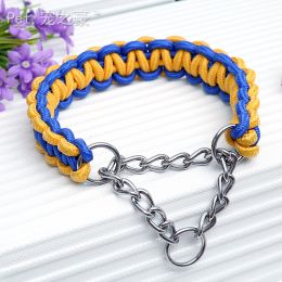 Woven Pet Collar Dog Bandana (Option: Yellow Blue-M)